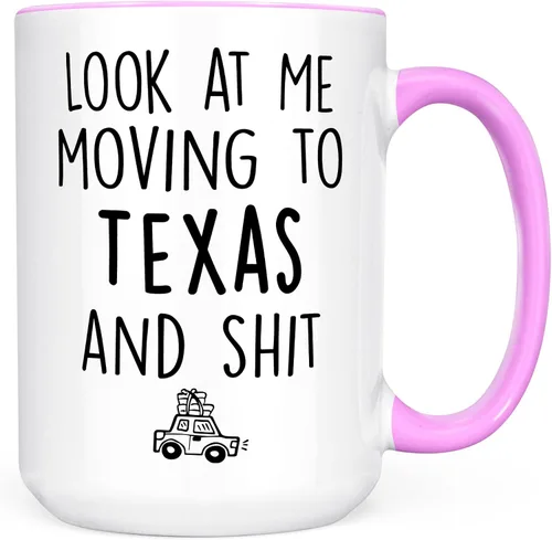 Miniatura 16 de Sweet & Salty Taza con texto en inglés «Look at Me Moving to Texas», regalos de bienvenida a Texas, regalo divertido para amigos que se mudan fuera