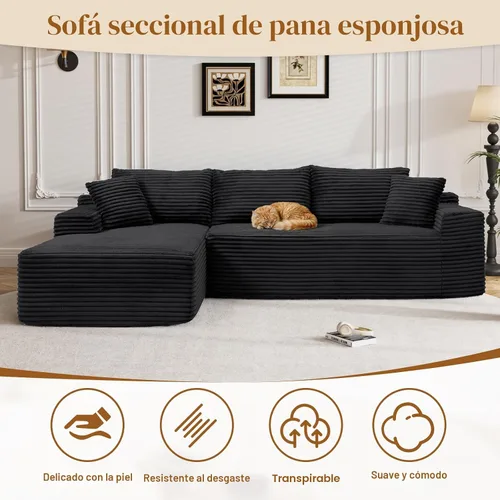 Miniatura 6 de Sofás seccionales de nube deshuesada de 95 pulgadas para sala de estar, cómodo y esponjoso sofá de espuma viscoelástica en forma de L, sofá modular