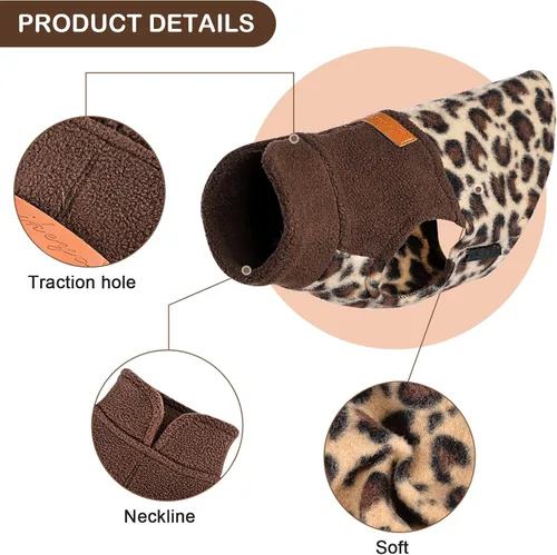 Miniatura 5 de Suéteres para perros pequeños, niño y niña, chaleco de vellón de leopardo chihuahua, suéter elástico para cachorros, ropa para mascotas, suéter
