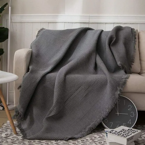 Miniatura 3 de SVIO-SOFACOVER - Manta de algodón con flecos para sofá, funda rústica de punto, reversible, 53.9 x 72.0 in