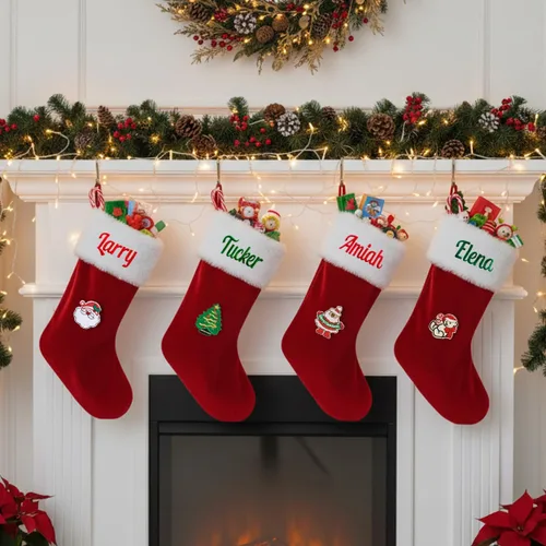 Miniatura 25 de Calcetines de Navidad personalizados para perros y gatos, calcetín de Navidad bordado con nombre personalizado en forma de pata de mascota o hueso