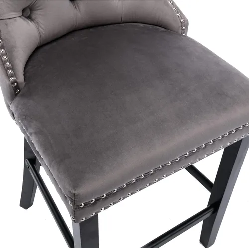 Miniatura 7 de Aoowow Juego de 2 taburetes de bar tapizados de terciopelo con altura de mostrador, altura del asiento de 26.3 pulgadas, sillas de bar sin brazos