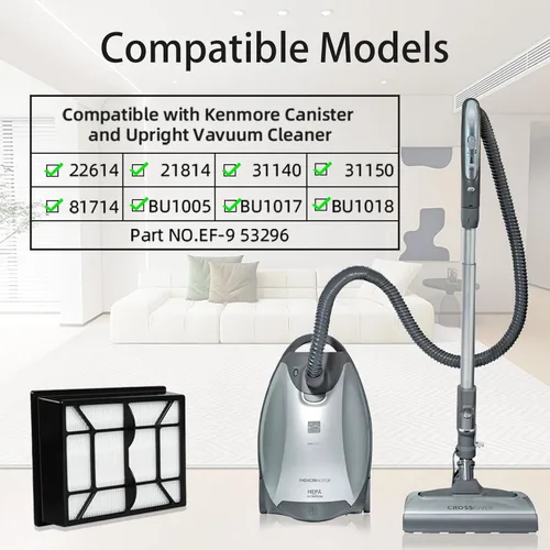 Miniatura 2 de Paquete de 2 filtros HEPA EF-9 53296 para Kenmore 22614, 31140, BU1005, BU1017 y Kenmore Elite 21814, 31150, 81714, BU1018 aspiradora vertical