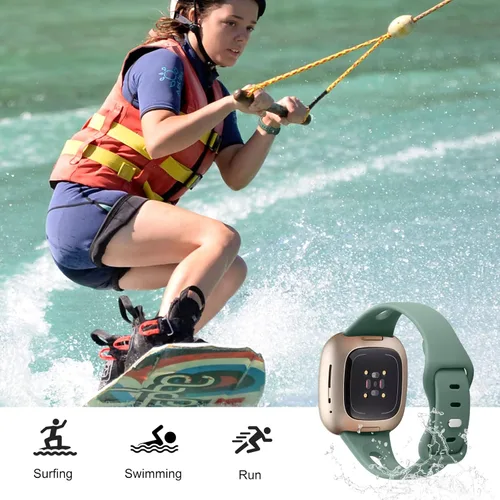 Miniatura 4 de Ouwegaga Compatible con correas Fitbit Sense 2 y Versa 4 para mujer, correa deportiva delgada de silicona suave con orificios de aire transpirables