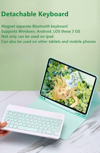 Miniatura 4 de Teclado a color para Samsung Galaxy Tab A8 de 10.5 pulgadas 2022 (SM-X200/X205/X207) Funda de teclado con Bluetooth desmontable extraíble (azul)