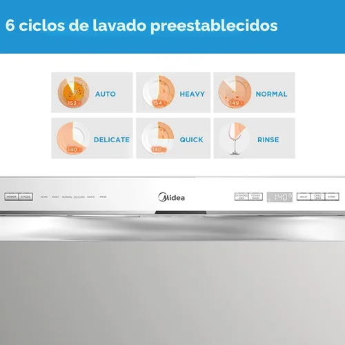 Miniatura 4 de Midea MDC22P2ASS - Lavavajillas de encimera, 6 ajustes de lugar y 6+2 ciclos de lavado, lavavajillas portátiles, lavavajillas Energy Star