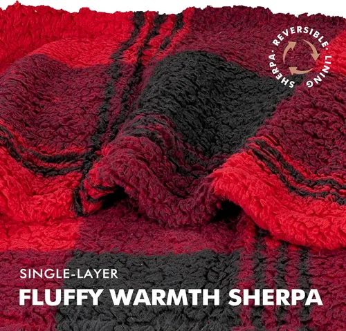 Miniatura 6 de Tirrinia - Manta de tamaño grande de sherpa con capucha, cómoda, regalo para adultos, hombres, mujeres, adolescentes, esposa, novia (rojo)
