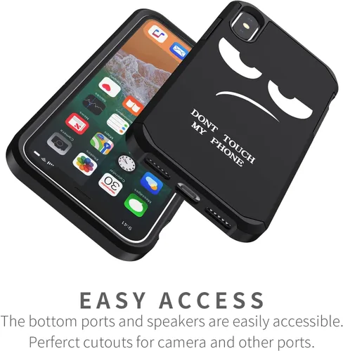 Miniatura 3 de Funda para iPhone XR, bonita funda [Don't Touch My Phone] a prueba de golpes de doble capa resistente de silicona protectora de plástico para niñas