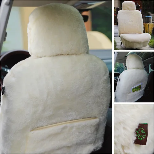 Miniatura 4 de Funda de asiento de piel de oveja auténtica, funda de asiento de piel de cordero, funda de asiento de automóvil de invierno, funda de asiento