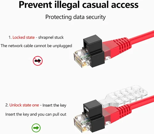 Miniatura 4 de 20 unidades de bloqueo de cable de red RJ45 con 1 llave, cable de red RJ45 con bloqueo, cable Ethernet con bloqueo, súper categoría 5 categoría 6