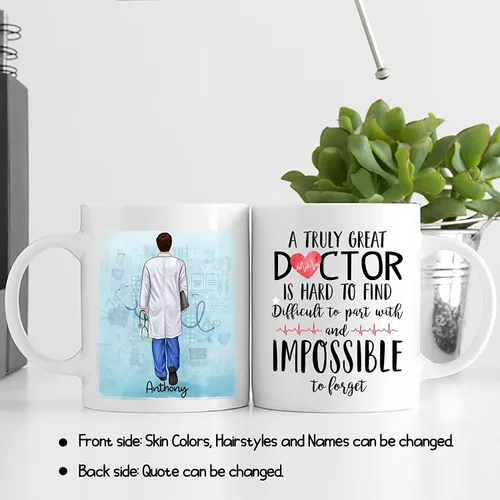 Miniatura 5 de Taza de café con nombre personalizado para médicos, taza de café personalizada para médicos, regalo para hombres, hombres, doctores, estetoscopio