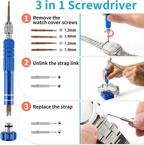 Miniatura 6 de Eventronic Kit de reparación de relojes, kit de herramientas de repuesto de batería de reloj, herramienta de extracción de eslabones de reloj