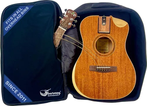 Miniatura 21 de Journey Instruments Guitarra de viaje de fibra de carbono – OB660M Guitarra acústica de bajo portátil con sistema plegable patentado – Estuche