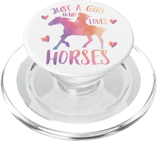 Miniatura 8 de Just a Girl Who Loves Horses Watercolor Horse Western Rider PopSockets - Soporte para teléfonos y tabletas, Negro