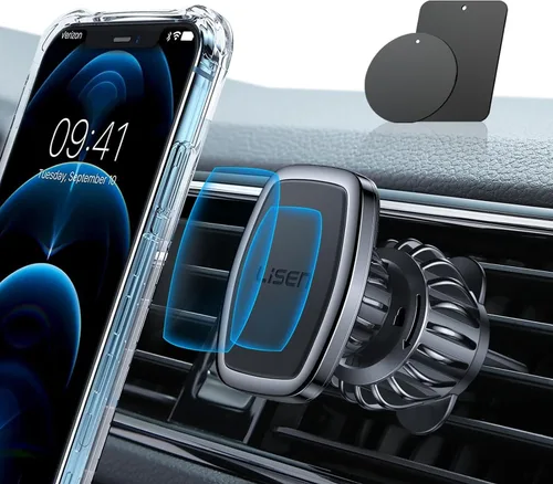 LISEN Soporte magnético para teléfono para automóvil, soporte magnético para teléfono con clip mejorado y 6 imanes fuertes, imán magnético de