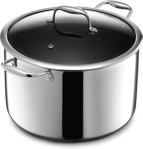 Miniatura 11 de HexClad Horno Holandés Híbrido Antiadherente de 5 Cuartos de Galón con Tapa de Acero Inoxidable, Asas que se Mantienen Frías, Apto