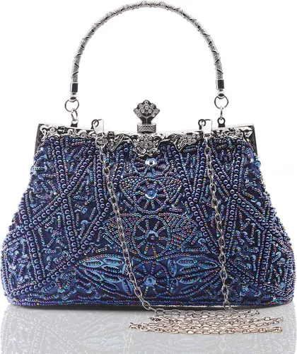 Miniatura 10 de BABEYOND Bolsos de mano de noche para mujer - Accesorios vintage para bolso de noche Gatsby de los años 20 con cuentas, lentejuelas y perlas