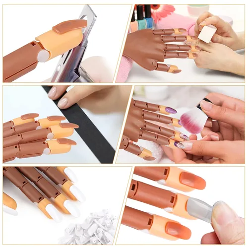 Miniatura 6 de Mano de práctica para uñas acrílicas, flexibles, kit de práctica de entrenamiento de uñas, maniquí falso, manos para uñas, práctica de bricolaje