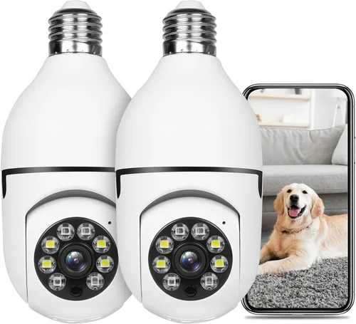 Miniatura 7 de UPULTRA 2PK - Cámara de seguridad de bombilla de luz, cámaras de seguridad inalámbricas de 360° para seguridad del hogar en interiores y exteriores