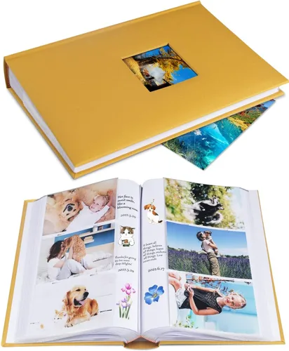 Miniatura 7 de 1DOT2 Álbum de fotos de 4 x 6 con capacidad para 402 fotos con bolsillos deslizantes para notas, cubierta de lino, álbumes de fotos con espacio