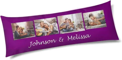 Miniatura 17 de InterestPrint Funda de almohada corporal personalizada de 21 x 60 pulgadas, con nombre de imagen, imagen, texto, funda de almohada corporal para N.º