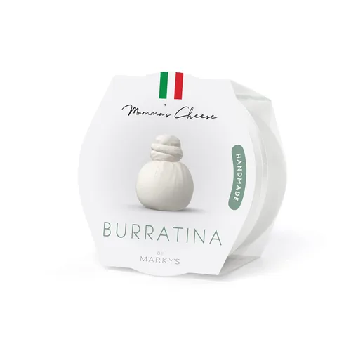 Mamma's Burratina Mozzarella & Cream Queso italiano fresco anudado – 8 oz / 227 g (paquete de 6) – GARANTIZADO POR LA NOCHE