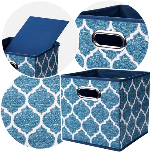 Miniatura 3 de Cubos de Almacenamiento Plegables de Cubo 10.5x10.5 x 11 Pulgadas en Azul Marino Cajas de Almacenamiento de Tela Plegables de Cubo de Fabic, Cestas