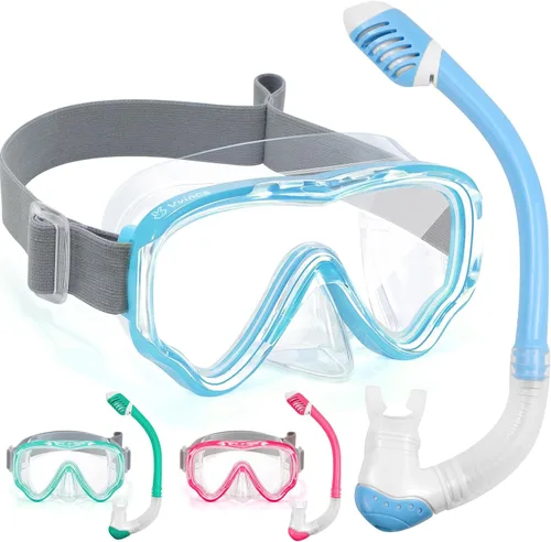 Miniatura 11 de Vvinca Snorkel Set for Kids 3-14, Dry Top Snorkeling Gear for Boys Girls Youth, Panoramic View Swim Goggles with Nose Cover & Anti-Fog Lens, Junior