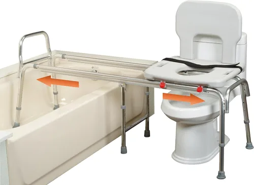 Eagle Health Supplies Banco de transferencia de inodoro a bañera con asiento recortado, silla de ducha deslizante elegible para FSA/HSA para