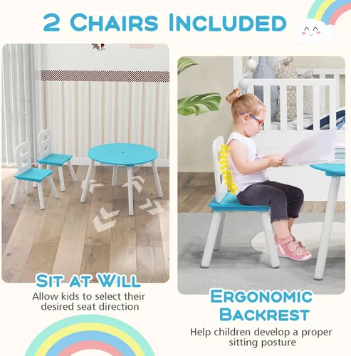 Miniatura 4 de Costzon Juego de mesa y silla para niños, mesa de actividades de madera con almacenamiento de malla central, muebles para niños y niñas, ideal