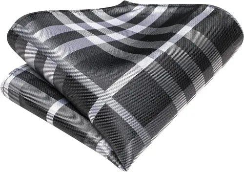 Miniatura 295 de Hi-Tie Corbata clásica de cachemira para hombre con pañuelo y gemelos a cuadros
