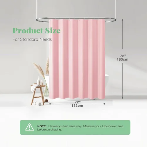 Miniatura 4 de Dynamene cortina de ducha de tela rosa - Cortinas de ducha de nido de abeja texturizadas de alta resistencia para baño, 256GSM cortina de baño