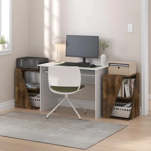 Miniatura 4 de Furinno ECON - Estantería apilable 2 en 1, estantería esquinera de 4 niveles con estante de exhibición, 16.1 x 16.1 x 49.1 pulgadas, para sala