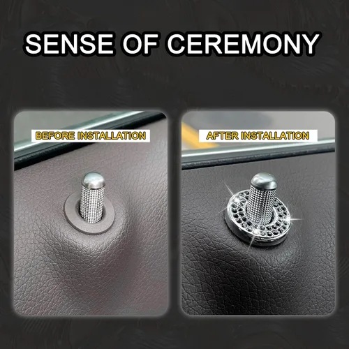 Miniatura 4 de BEYPOVK Paquete de 4 fundas brillantes para cerradura de puerta interior de automóvil, calcomanías de diamantes de imitación, tapones para cerradura