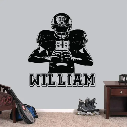 Miniatura 2 de Calcomanía de pared personalizada de fútbol – Camisetas de jugador personalizadas con números – Elige tu nombre, calcomanía de vinilo