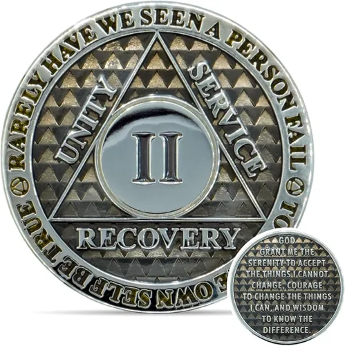Miniatura 42 de Moneda de sobriedad de 10 años Chip AA Legacy Ficha de aniversario de recuperación de triplaca gruesa (Aqua)