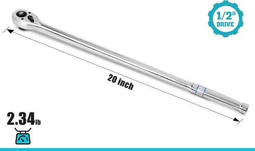 Miniatura 2 de DURATECH Mango de trinquete de accionamiento de 1/2 pulgadas con mango extra largo, llave de trinquete de 90 dientes de liberación rápida con mango