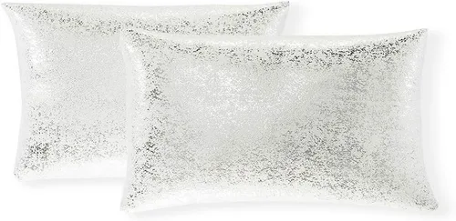 Miniatura 27 de Xinrjojo Juego de 2 almohadas brillantes en negro y dorado, almohadas suaves y brillantes decorativas, juego de fundas de almohada cuadradas negras