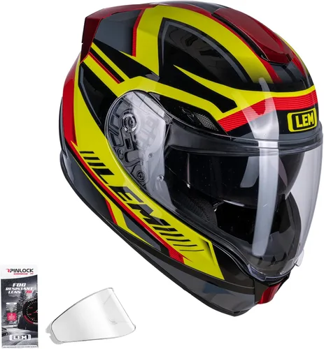 LEM Cascos de motocicleta de cara completa, cascos para hombres, con certificado DOT, PINLOCK y DVS de doble visión, casco de motocicleta de calle