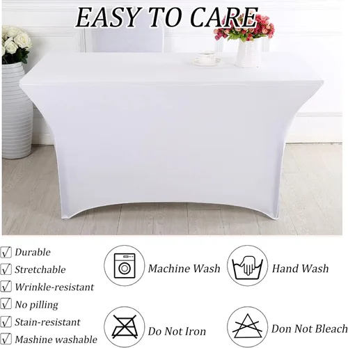 Miniatura 5 de Fivenl Cubierta de Mesa Mantel de Spandex de 6 Pies para Mesas Plegables Cubierta de Mesa Rectangular Ajustada Lavable Resistente a las Arrugas