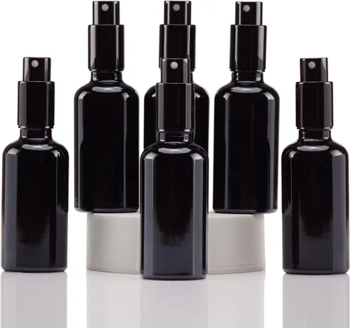 Miniatura 35 de YIZHAO Botellas de vidrio ámbar de 1 oz, con pequeño aerosol de niebla fina, tapa de metal, recargable para aceite esencial, viajes, limpieza