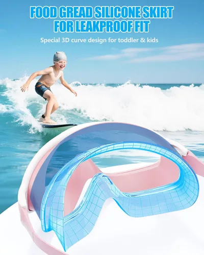 Miniatura 6 de Aegend Nuevo paquete de 2 gafas de natación de visión amplia para niños, gafas antivaho/anti-UV sin fugas con tapones para los oídos para niños de 3