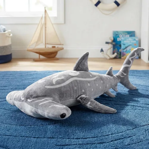 Miniatura 7 de Juguete de peluche gigante de tiburón martillo – Juguetes de peluche realistas de tiburón martillo de 40 pulgadas de largo, súper suaves, animales