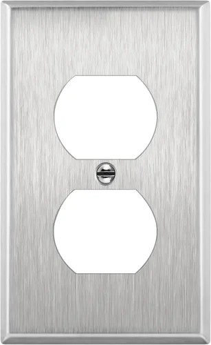 Miniatura 10 de ENERLITES Placa de pared de metal dúplex para receptáculos, cubierta de salida de acero inoxidable, resistente a la corrosión, tamaño de 1 banda