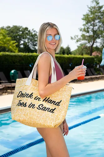 Miniatura 3 de Funky Junque - Bolso de playa para mujer, tamaño grande, bolsa tejida de palma