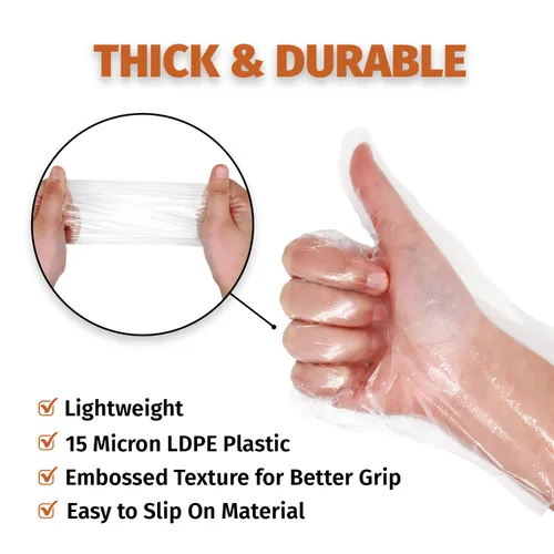 Miniatura 3 de GORILLA SUPPLY 500 Guantes Desechables Premium Libres de BPA de Plástico Poli PE LDPE para Cocina Manipulación de Alimentos Preparación de Alimentos