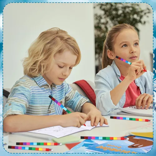 Miniatura 6 de Funrous 24 piezas de libros para colorear de invierno y Navidad a granel con 20 crayones apilables, páginas para dibujar de osos polares, muñecos