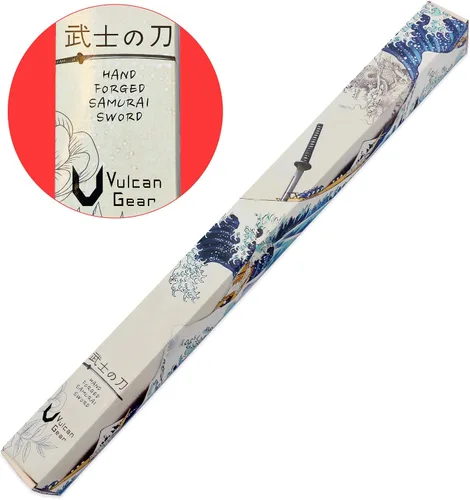 Miniatura 6 de Vulcan Gear Espada samurái katana japonesa de hoja negra sagrada hecha a mano con soporte de espada de madera y vaina