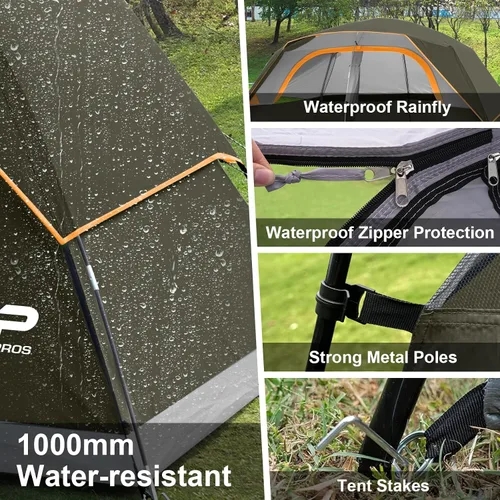 Miniatura 3 de CAMPROS CP Upgraded 6/8 Person Camping Tents, Waterproof Windproof Family Tent with Larger Mesh Windows & Door, Double Layer, Easy Set Up, Oliva-8