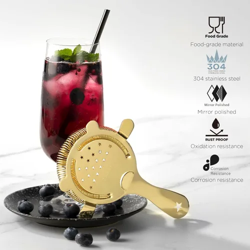 Miniatura 8 de Homestia Hawthorne - Colador de cóctel de acero inoxidable con resorte extraíble de alta densidad para bartending, cocteleras Boston y vasos Colador